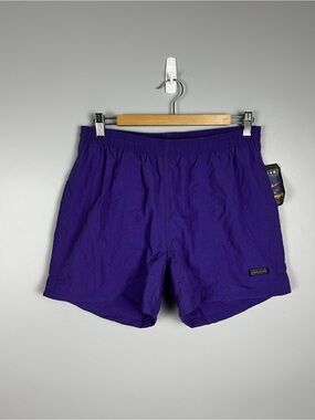 VINTAGE 90s Jantzen Deadstock Nylon Swim Shorts Purple Sz Medium 4" Beach Trunks